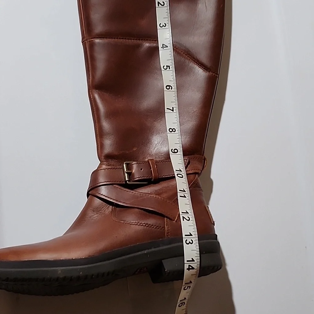 UGG Women's Brown Leather Waterproof Fleece Lined Zip Up Boots Size 6